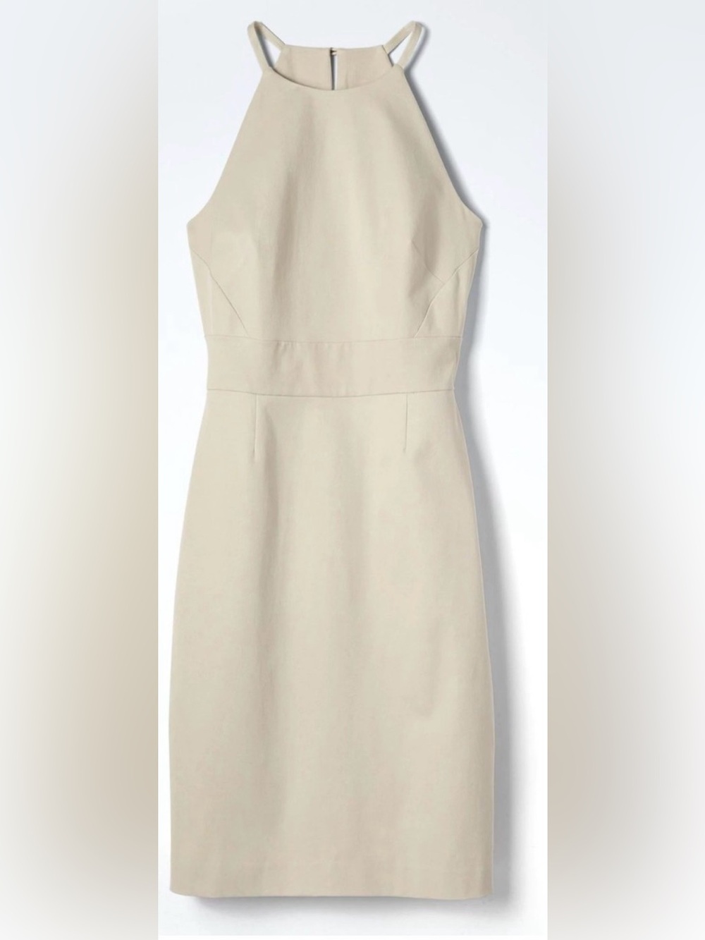 Banana Republic Classic minimalist neutral Cream Halter Sheath Dress office work - Picture 1 of 7